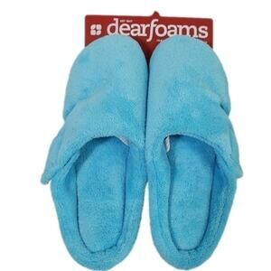 Dearfoams XL/WMS11 Aquarius Blue Slip On Indoor Outdoor Cushioning Foam Slippers